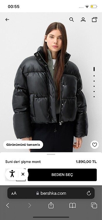 bershka siyah şişme mont