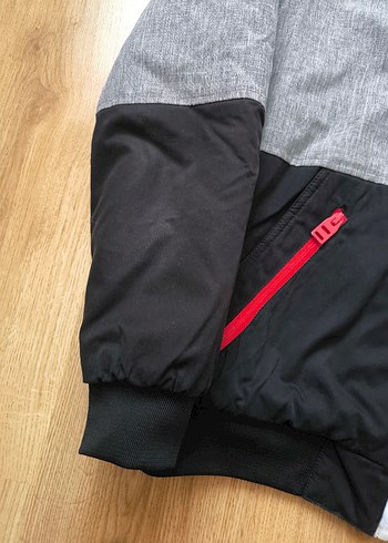 Kapüşonlu Gri Siyah Erkek Mont - Görsel 2