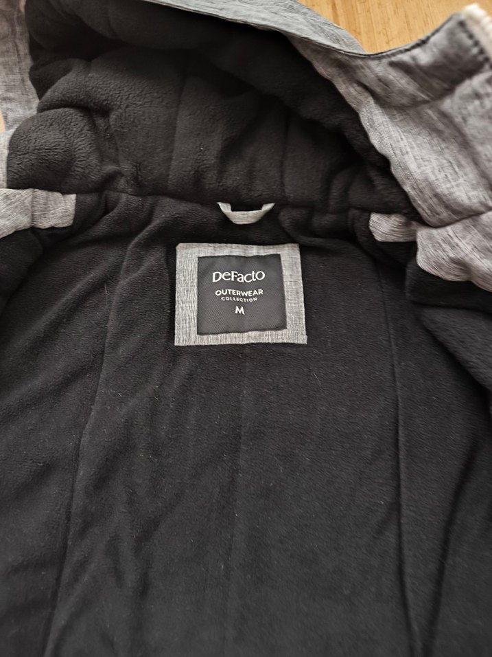 Kapüşonlu Gri Siyah Erkek Mont - Görsel 3