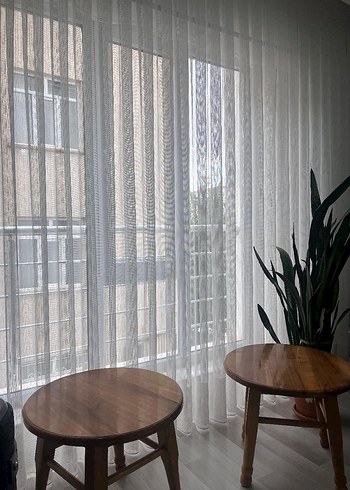 Modern Klasik Beyaz Gri Tül Perde - Görsel 3