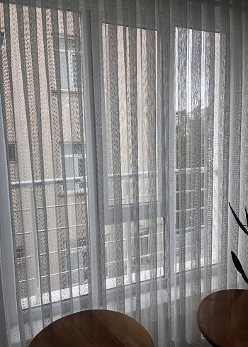 Modern Klasik Beyaz Gri Tül Perde - Görsel 2