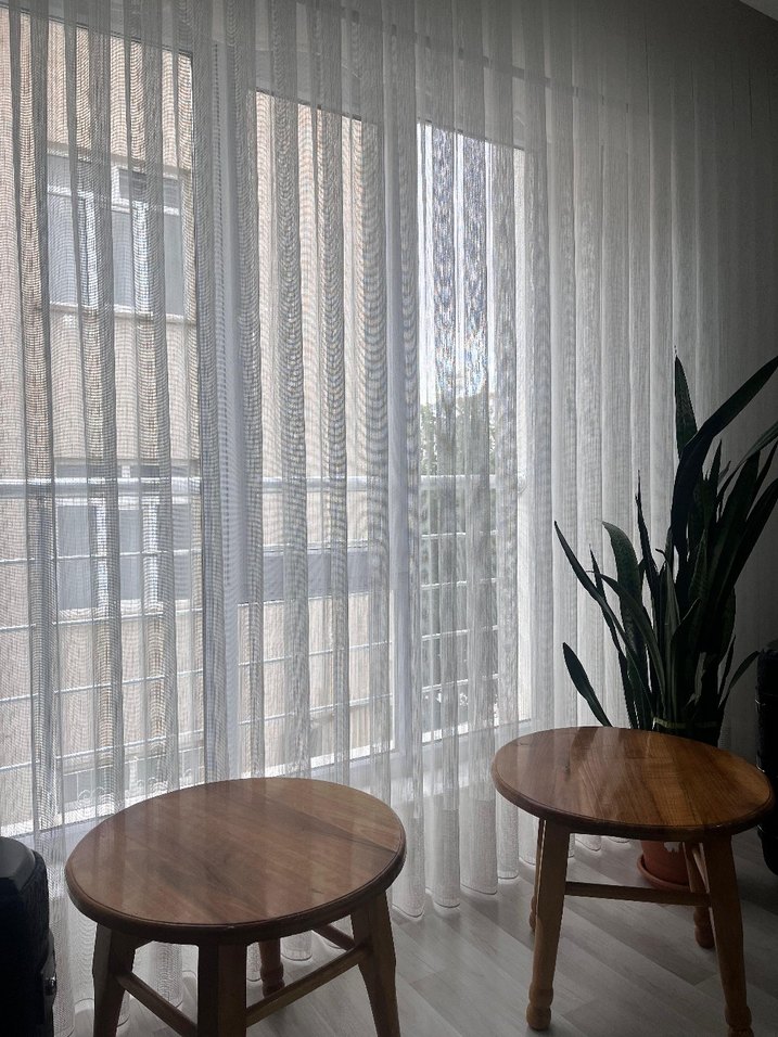 Modern Klasik Beyaz Gri Tül Perde - Görsel 3