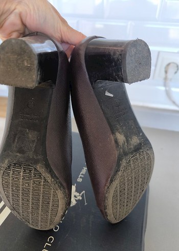 Kahverengi Deri Dolgu Topuk Kadın Klasik Ayakkabı - Görsel 3