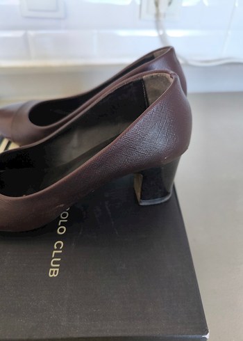 Kahverengi Deri Dolgu Topuk Kadın Klasik Ayakkabı - Görsel 2