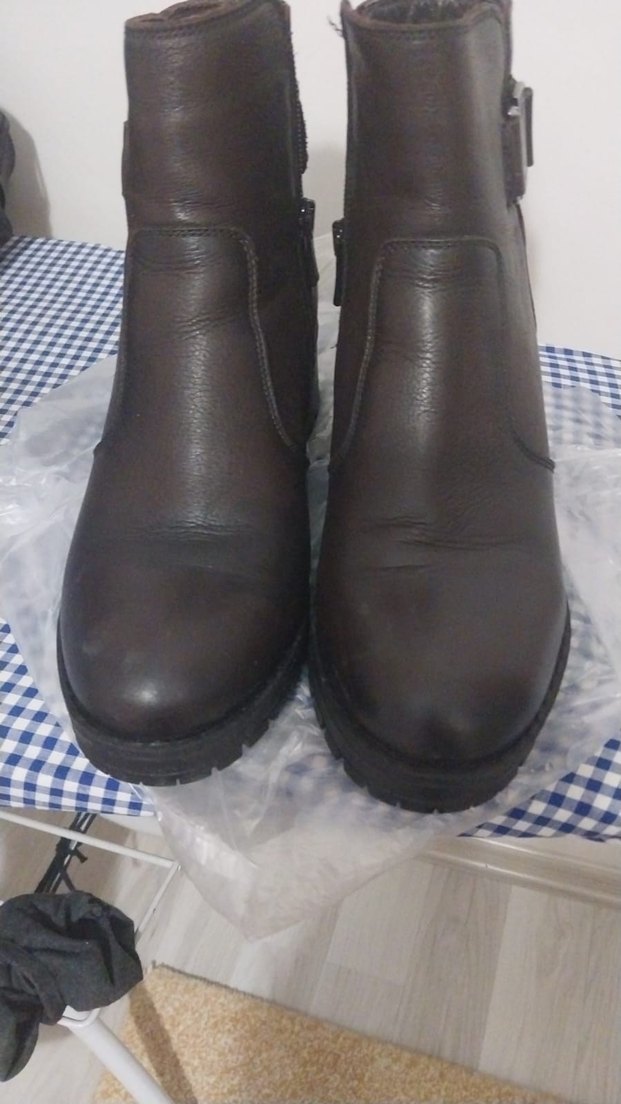 Kadın Kahverengi Deri Tokalı Topuklu Bot - Görsel 2