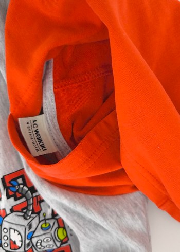 Erkek Çocuk Gri Turuncu Kapüşonlu Sweatshirt - Görsel 2