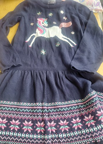 Nakışlı Bohem Triko Kız Elbise
