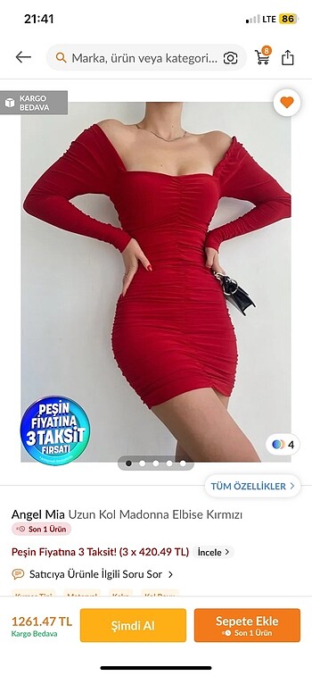 Kırmızı mini elbise