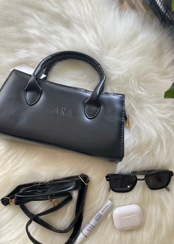 Zara Klasik Mini Kadın El Çantası ve Mavi Desenli Fular