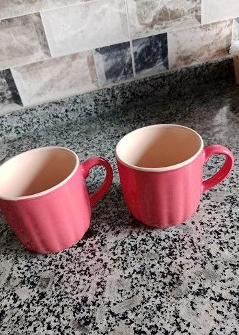 Pembe Seramik 2'li Kupa Seti
