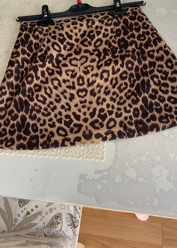Zara Kahverengi Leopar Desenli Mini Etek