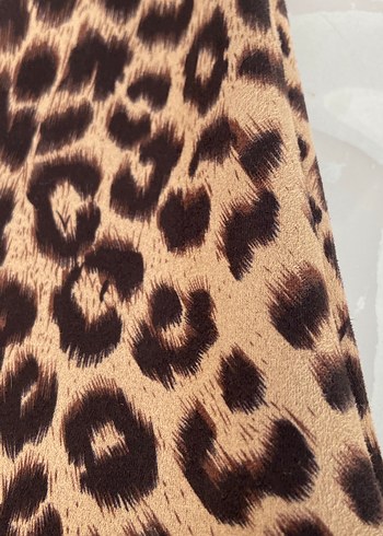 s Beden kahverengi Renk Kahverengi Leopar Desenli Mini Etek