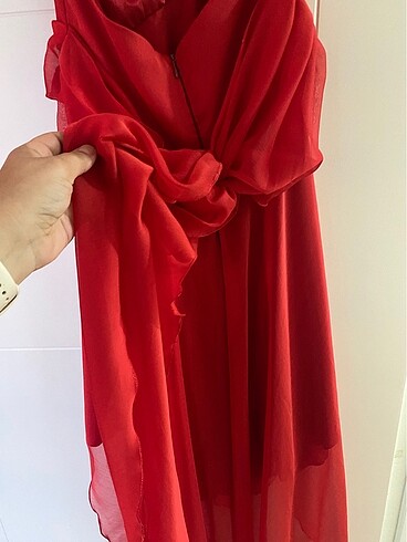 Abiye kırmızı elbise - Görsel 7
