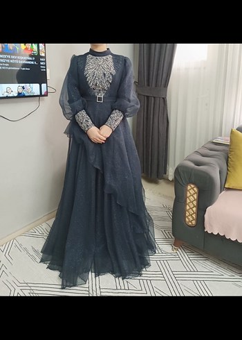 Abiye Siyah Nakışlı Uzun Gotik Abiye Elbise