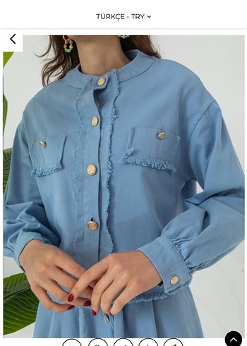Mavi Uzun Kollu Denim Kadın etekli takım