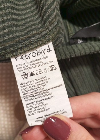 haki kadın salopet kadife. L - Görsel 3