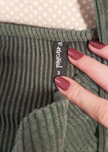 haki kadın salopet kadife. L - Görsel 4