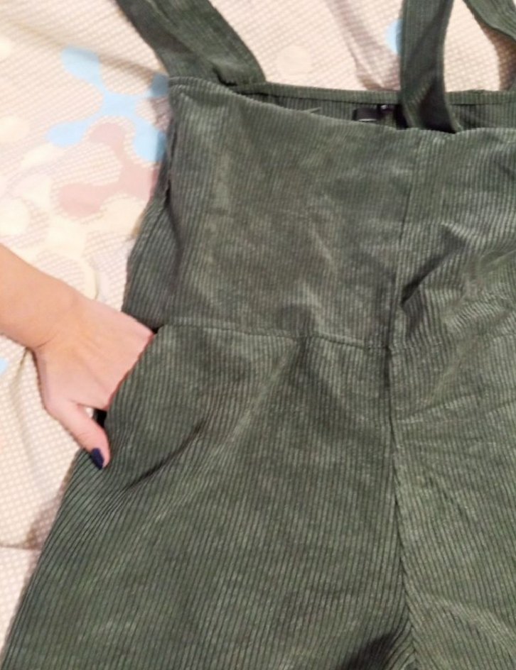 haki kadın salopet kadife. L - Görsel 5