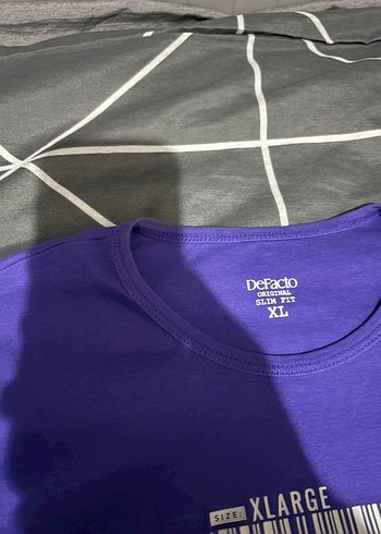 Mor Baskılı Erkek Tişört, Kısa Kollu, Dar Kesim - Görsel 2