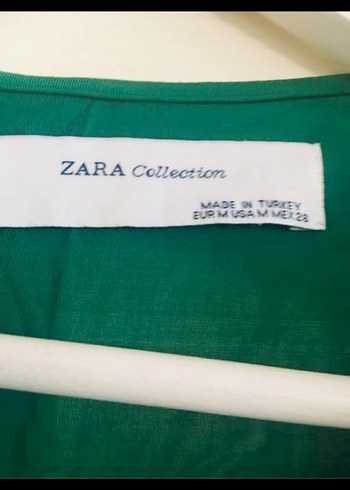 Zara Drapeli Kısa Kollu Yeşil Midi Elbise