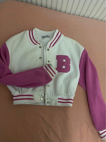 Pembe kısa kolej ceket