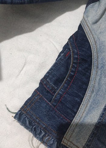 Düğmeli Desenli Kadın Kot Ceket - Görsel 6