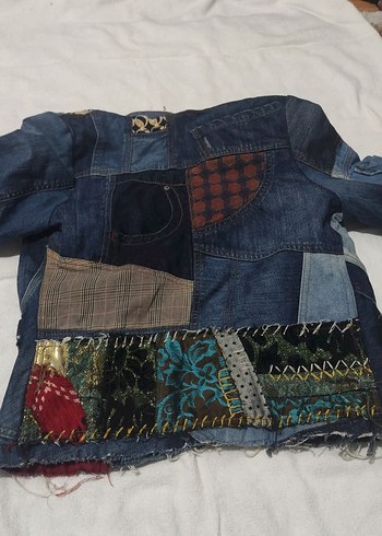 Düğmeli Desenli Kadın Kot Ceket - Görsel 9