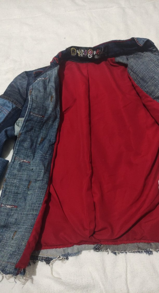 Düğmeli Desenli Kadın Kot Ceket - Görsel 4