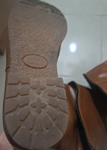 Kadın Kahverengi Deri Biker Dizüstü Bot - Görsel 4