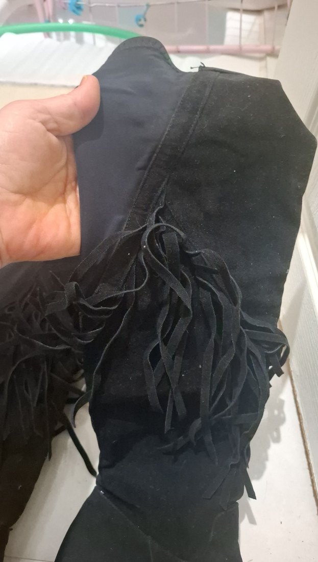 Siyah Süet Püsküllü Dizüstü Gotik Çizme - Görsel 2