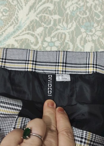 38 Beden gri Renk Düğmeli Gri Ekose Mini Etek