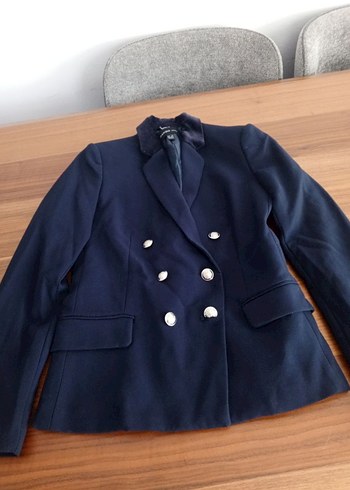 Lacivert Kadın Düğmeli Blazer Ceket