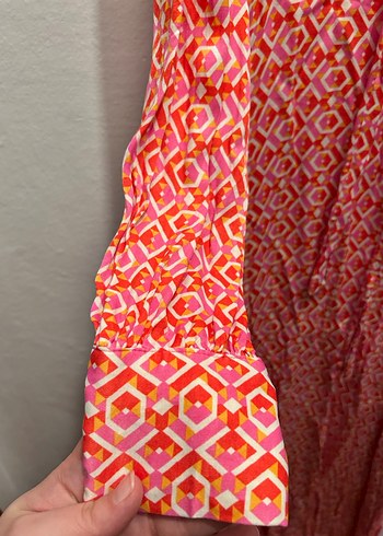 Mizalle Kadın Desenli Kuşaklı Uzun Elbise - Görsel 3