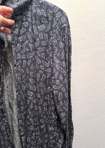 Gri Erkek Keten Gömlek - Görsel 3