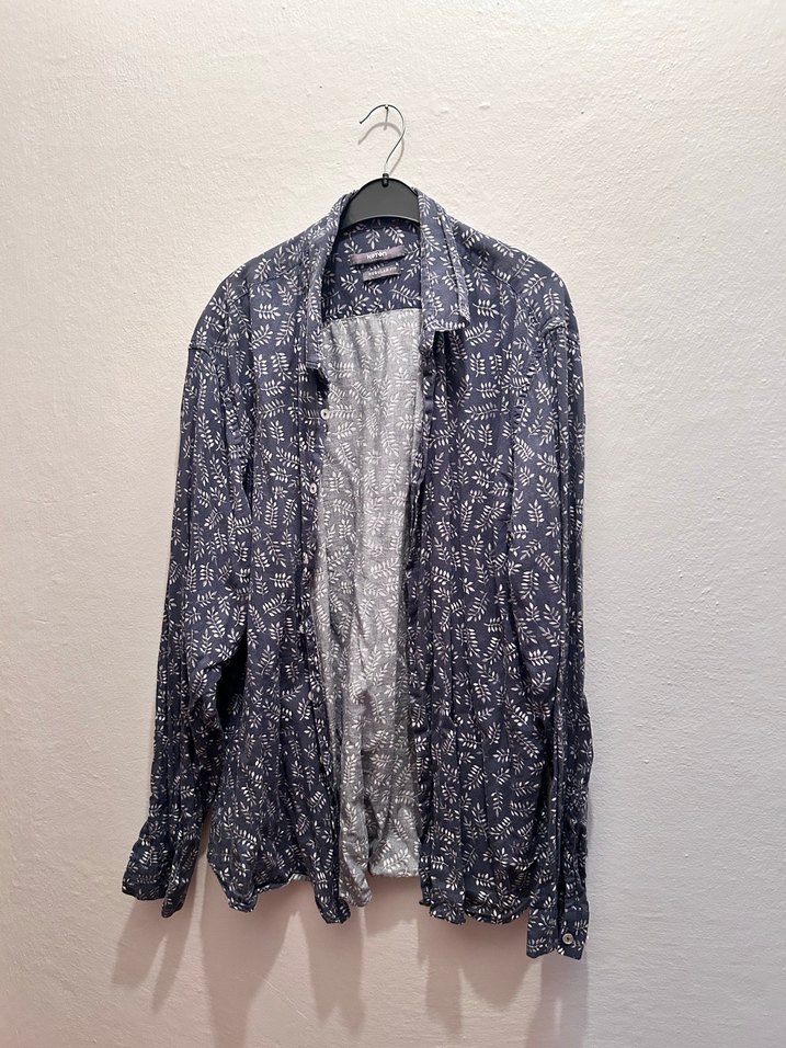 Gri Erkek Keten Gömlek - Görsel 4