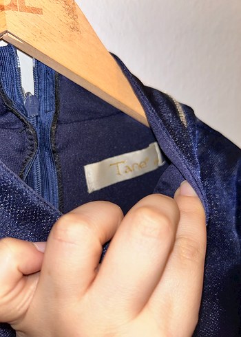 Lacivert Uzun Drapeli Kadın Abiye Elbise - Görsel 9