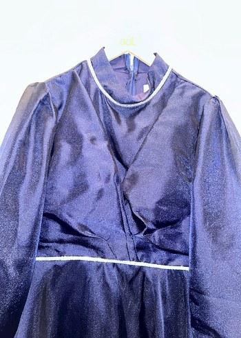 Lacivert Uzun Drapeli Kadın Abiye Elbise - Görsel 10