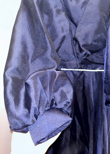 Lacivert Uzun Drapeli Kadın Abiye Elbise - Görsel 4