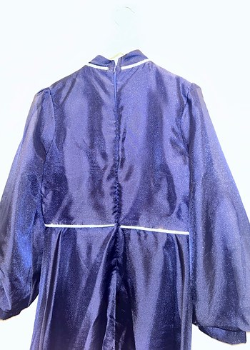 Lacivert Uzun Drapeli Kadın Abiye Elbise - Görsel 5