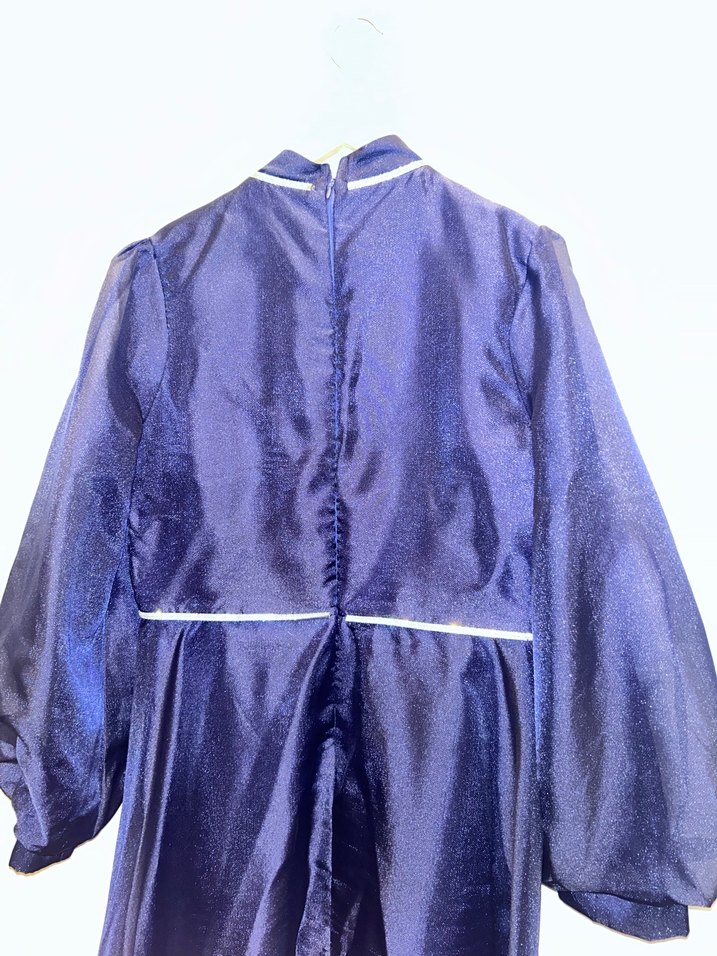 Lacivert Uzun Drapeli Kadın Abiye Elbise - Görsel 5