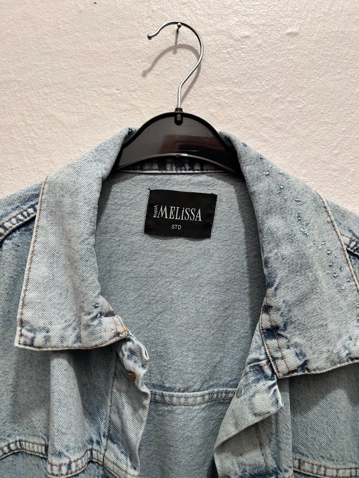 Gri Düğmeli Kadın Denim Ceket - Görsel 2