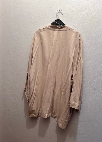 Bej Oversize Keten Kadın Kimono - Görsel 3