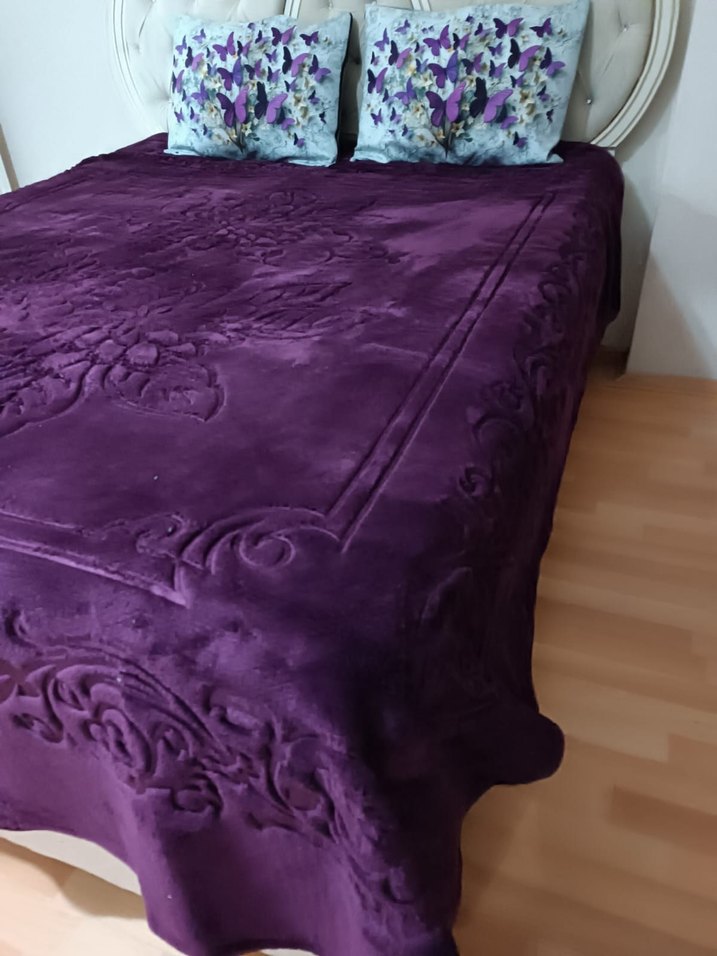 Çok Renkli Nakışlı Battaniye Çift Kişilik - Görsel 5