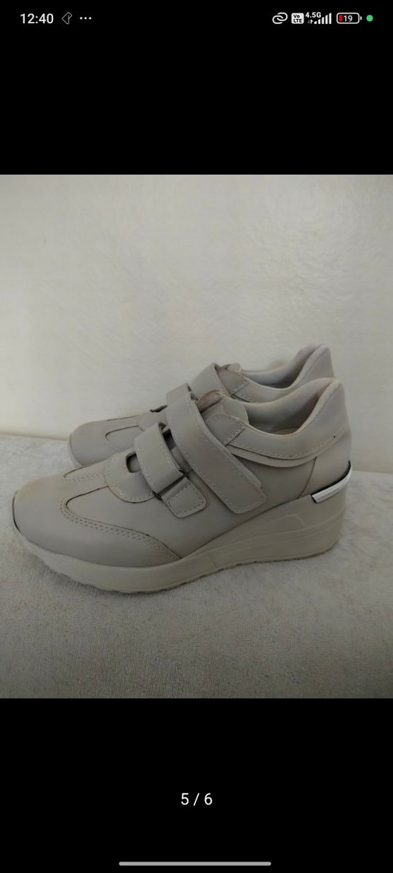 Tokalı Beyaz Kadın Dolgu Topuk Spor Ayakkabı - Görsel 5