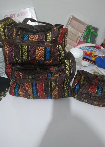 Gri Desenli Beyaz Seyahat Düzenleyici 3'lü Çanta Seti - Görsel 5