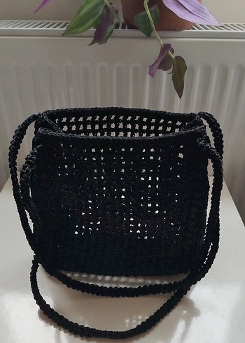 Siyah Örgü Kadın Çanta - Görsel 2
