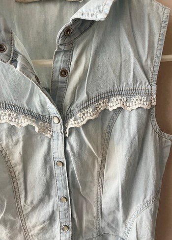 s Beden Mavi Denim Midi Elbise