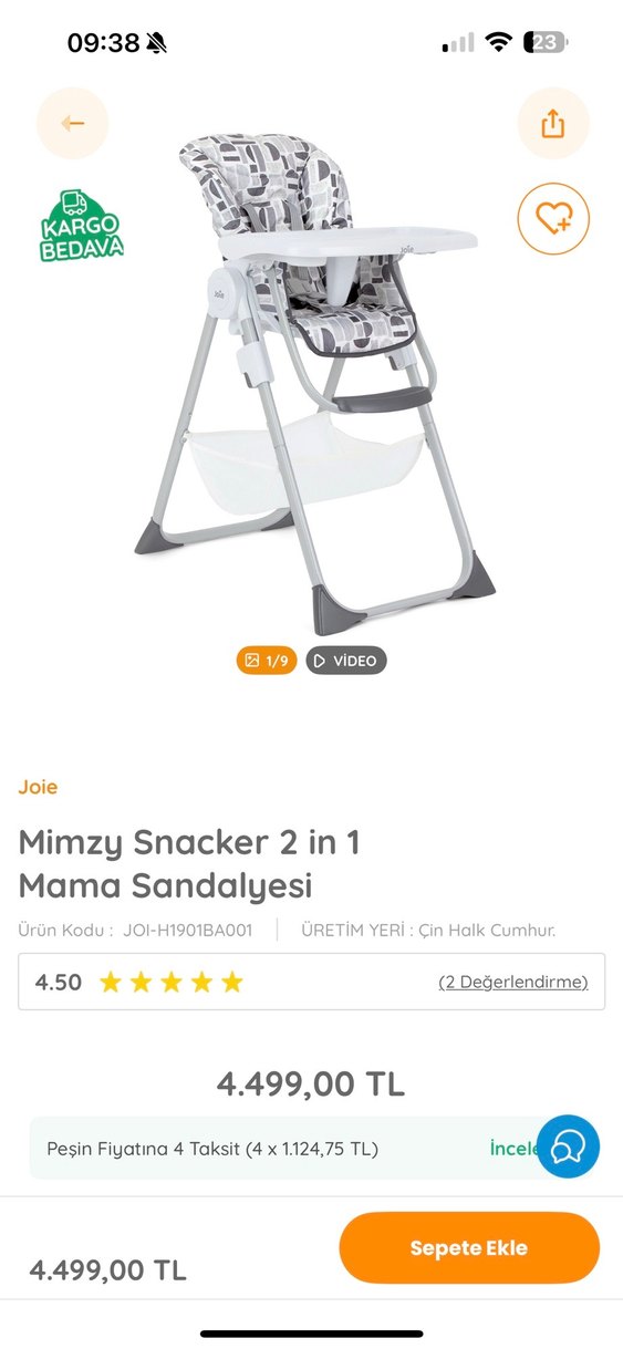 Joie Mimzy Snacker  2in1 Bebek Mama Sandalyesi - Görsel 5