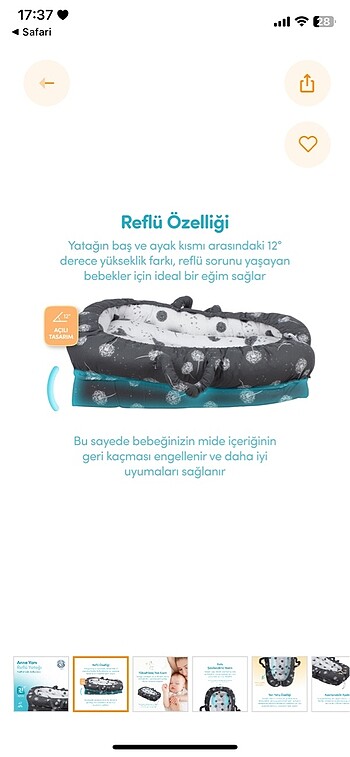  Beden Bebek reflü yatağı+emzirme minderi