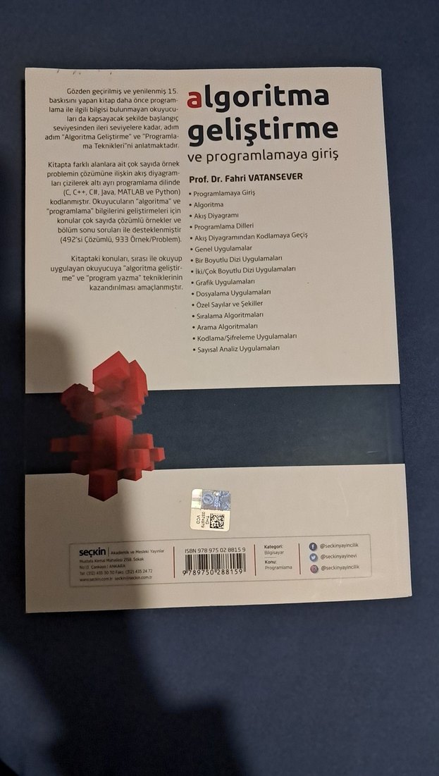 Algoritma Geliştirme ve Programlamaya Giriş Kitabı - Görsel 2